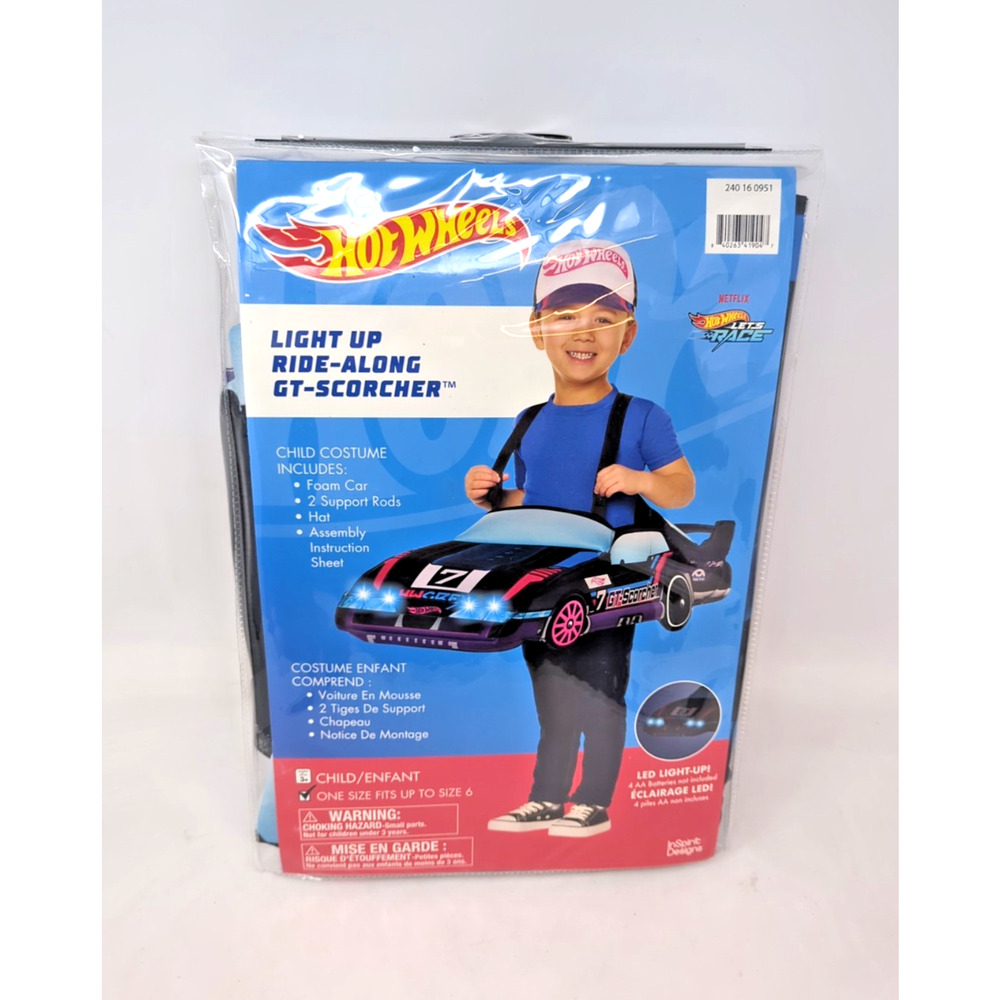 Hot Wheels Halloween Costume Light Up Ride Along GT-Scorcher One Size Cosplay